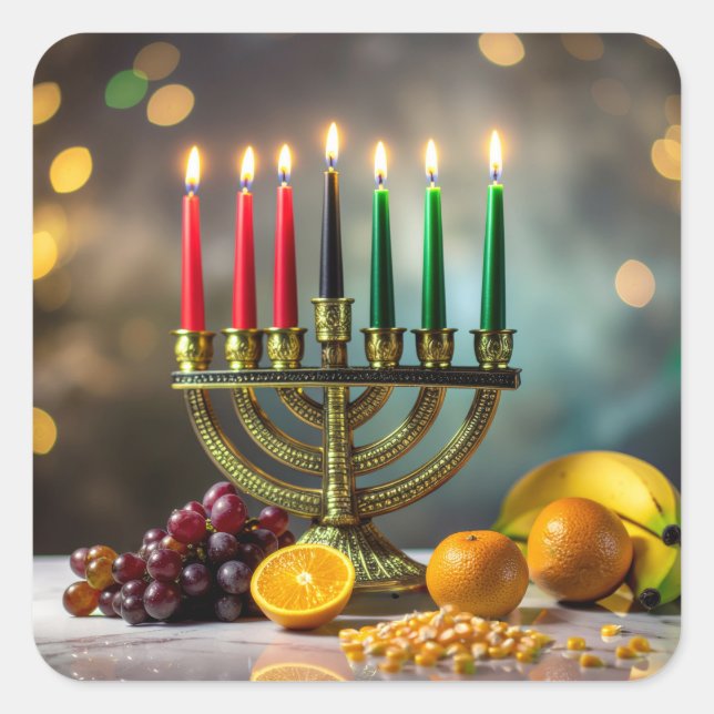 ADESIVO QUADRADO KWANZAA - KINARA -  (Frente)