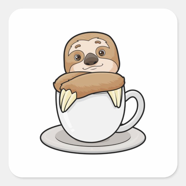 Adesivo Quadrado Lã com Taça de Café (Frente)