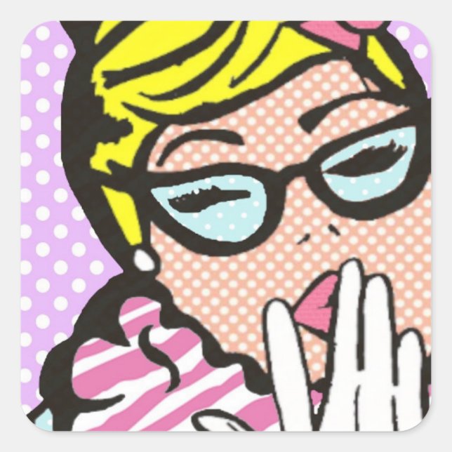 Adesivo Quadrado La-Di-Da Lady Pop Art Stickers (Frente)