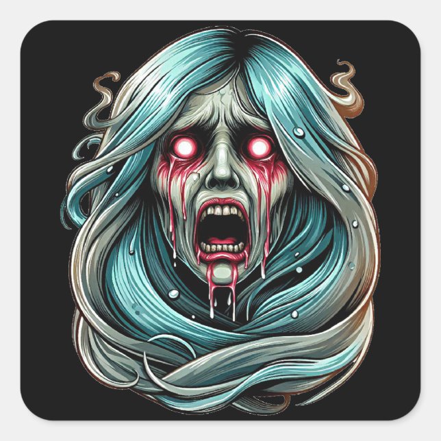 Adesivo Quadrado La Llorona chorando espíritos fantasma mexicano (Frente)