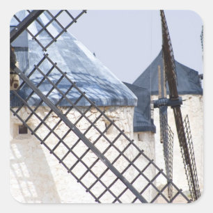 Adesivo Quadrado La Mancha, Espanha. Don Quixote, famosamente incli