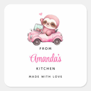 Adesivo Quadrado Lã rosa-branca dirigindo uma cozinha de carro