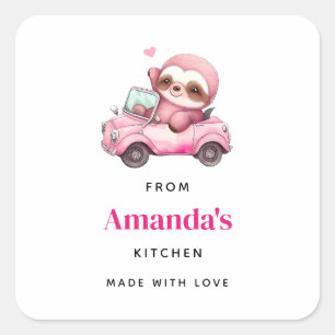 Adesivo Quadrado Lã rosa-branca dirigindo uma cozinha de carro