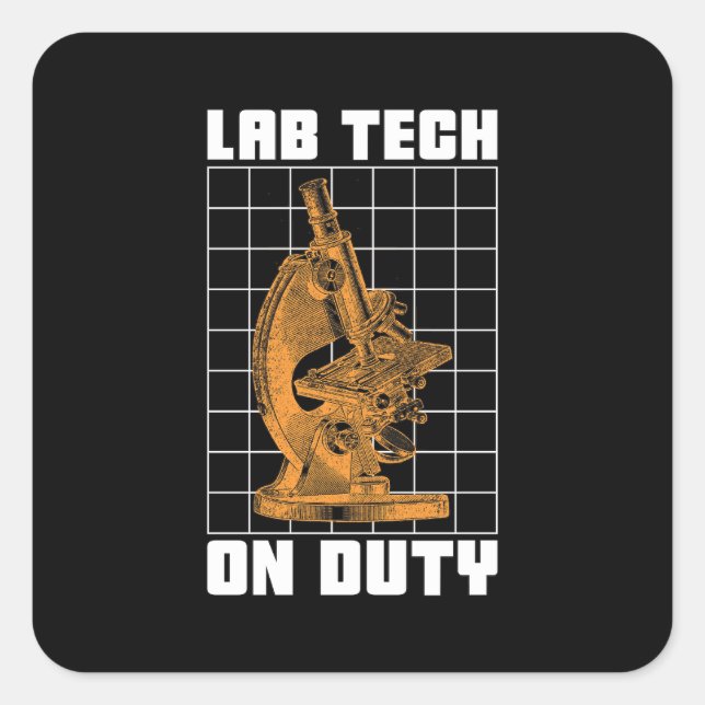 Adesivo Quadrado Lab Tech On Duty Chemist Laboratory Technician (Frente)