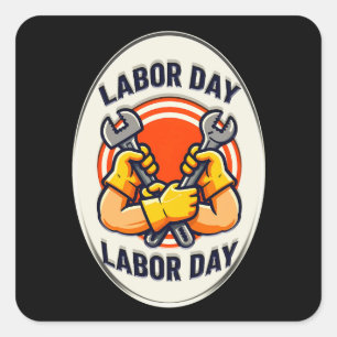 Adesivo Quadrado Labor Day Worker Badge Tools Design