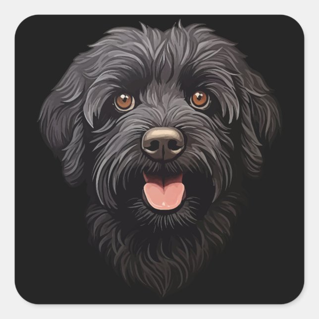 Adesivo Quadrado Labradoodle Black Dog (Frente)