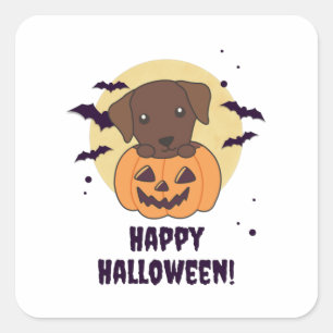 Adesivo Quadrado Labrador Em Cachorros Bons Felizes Halloween
