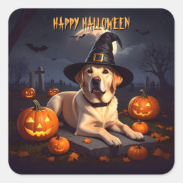 Adesivo Quadrado Labrador Halloween
