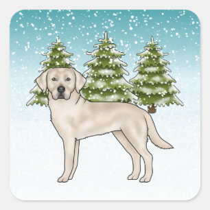 Adesivo Quadrado Labrador Retriever Lab Creme Cachorro Natal Azul
