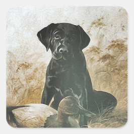 Adesivo Quadrado Labradores Black Lab STICKER recuperam cão de mont