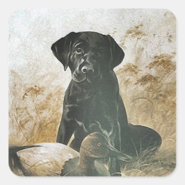 Adesivo Quadrado Labradores Black Lab STICKER recuperam cão de mont