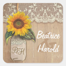Lace Sunflower Wood e Mason Jar Rustic