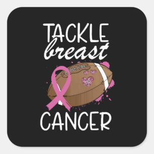 Adesivo Quadrado Laço de Conscientização do Câncer de Mama Tackle C
