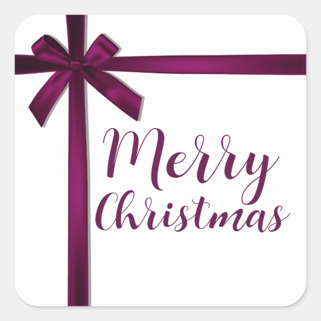 Adesivo Quadrado Laço de fita de cetim de vinho Natal Festa de Nata (Frente)