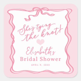 Adesivo Quadrado Laço Rosa Retro Ela Está Fazendo o Nó 