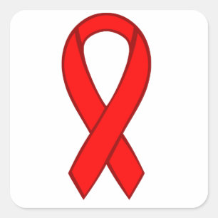 Adesivo Quadrado Laço Vermelho de Conscientização sobre HIV e AIDS
