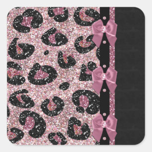 Adesivo Quadrado Laços de Fita Estampa de Leopardo Rosa RAB Rockabi
