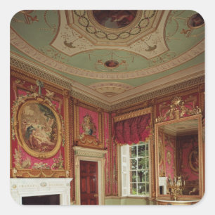 Adesivo Quadrado Lado-mesa, vidro de cais e lareira por Adam