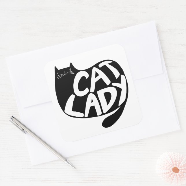 Adesivo Quadrado Lady Cat (Envelope)