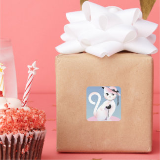 Adesivo Quadrado Lady cat