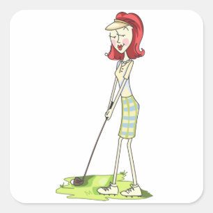 Adesivo Quadrado Lady Golfer