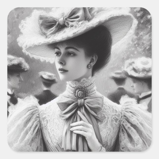 Adesivo Quadrado Lady in Lace (Frente)