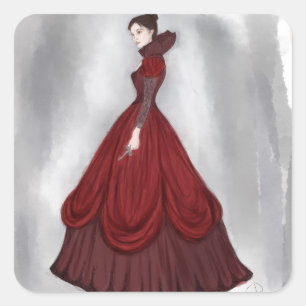 Adesivo Quadrado Lady in Red Poster Paper Porta copos Candy Tin