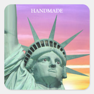 Adesivo Quadrado Lady Liberty e Nascer do Sol Artesanal
