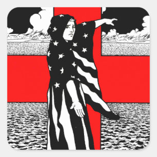 Adesivo Quadrado Lady Liberty WI US Patriotic Poster 1918