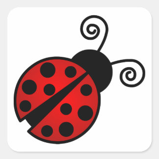 Adesivo Quadrado Ladybug bonito - Vermelho e Preto