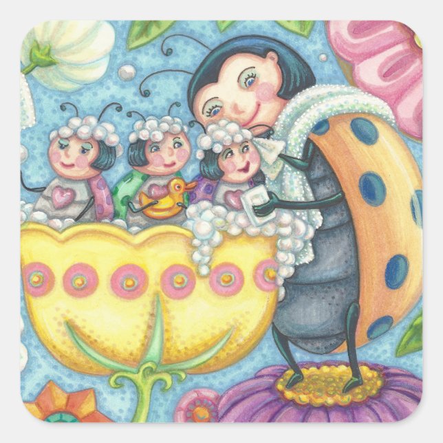 Adesivo Quadrado Ladybug Bubblebath LADYBUG FAMILY STICKERS Sheet (Frente)
