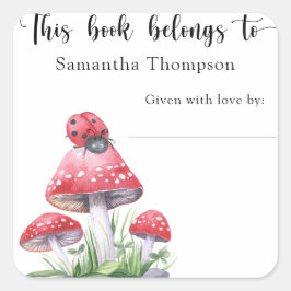 Adesivo Quadrado Ladybug - este livro pertence a