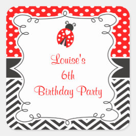 Adesivo Quadrado Ladybug Ladybird Birthday Party