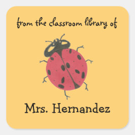 Adesivo Quadrado Ladybug personalized teacher gift bookplate