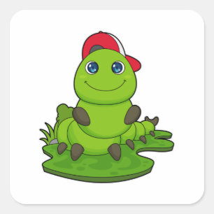 Adesivo Quadrado Lagarta com Boné