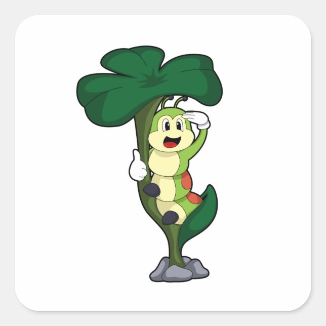 Adesivo Quadrado Lagarta com Folha (Frente)