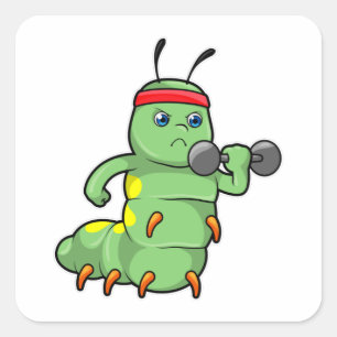 Adesivo Quadrado Lagarta em Fortalecimento com Dumbbell