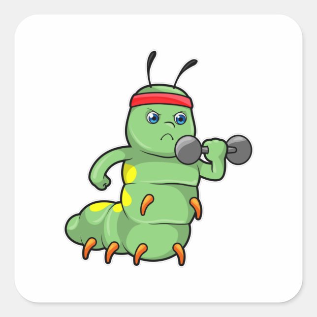 Adesivo Quadrado Lagarta em Fortalecimento com Dumbbell (Frente)