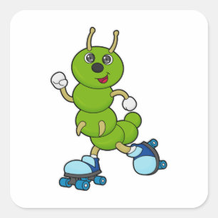Adesivo Quadrado Lagarta em patinagem em linha com skates