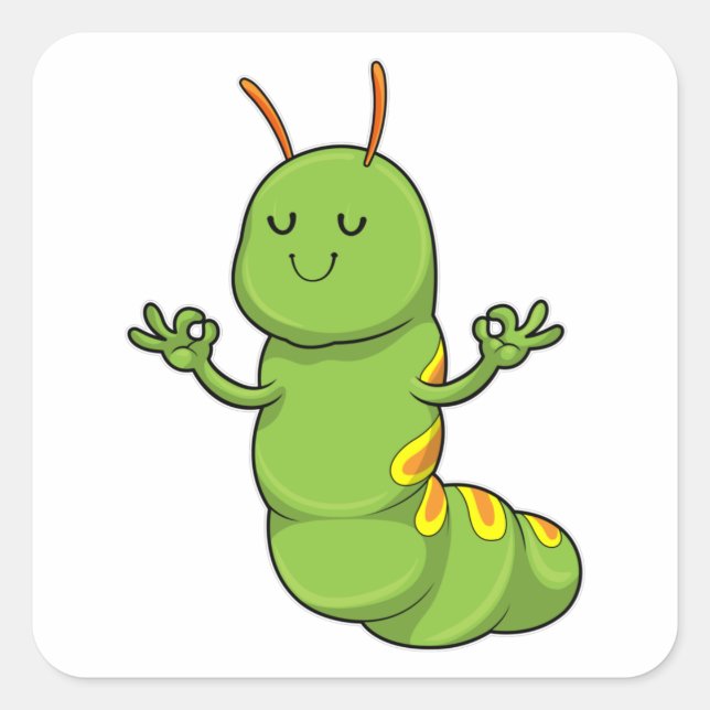 Adesivo Quadrado Lagarta na Meditação Yoga (Frente)