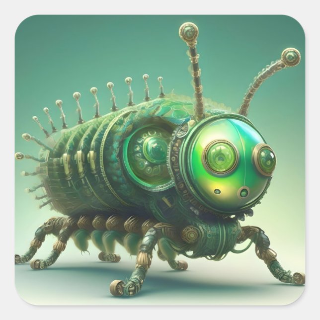 Adesivo Quadrado Lagarta técnica mecânica. (Frente)