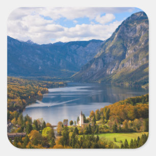 Adesivo Quadrado Lago Bohinj em Slovenia no outono