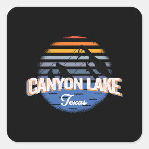 Adesivo Quadrado Lago Canyon - Texas - Vintage Sunset