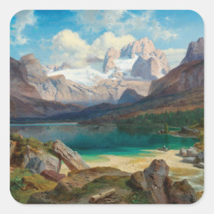 Adesivo Quadrado Lago Gosau Com Vista Do Dachstein Massif