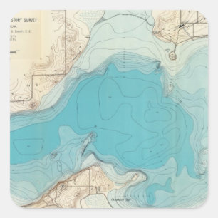 Adesivo Quadrado Lago hidrográfico Mendota do mapa