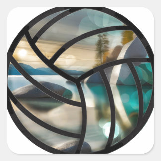 Adesivo Quadrado Lago tahoe vaso de vôlei