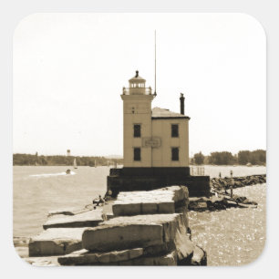 Adesivo Quadrado Lake Erie Lighthouse