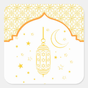 Adesivo Quadrado Lâmpada Elegante do Ramadan & Lua Crescente