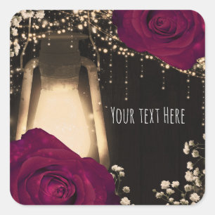 Adesivo Quadrado Lâmpada Rustic Glow Magenta Berry Roses Casamento
