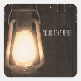 Adesivo Quadrado Lâmpada Rústica & Luzes Castanhas Madeira Celebraç